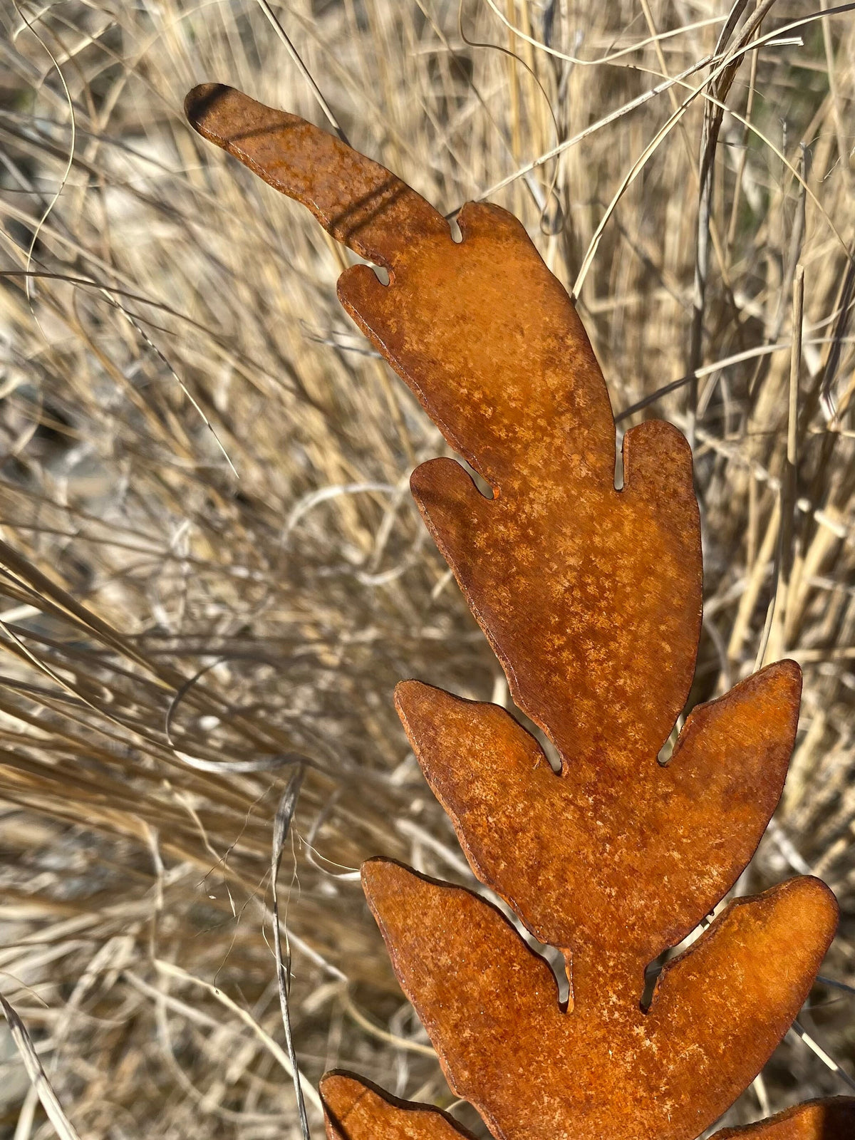 Rusty Metal Fern Garden Stakes: Natural Rust Finish