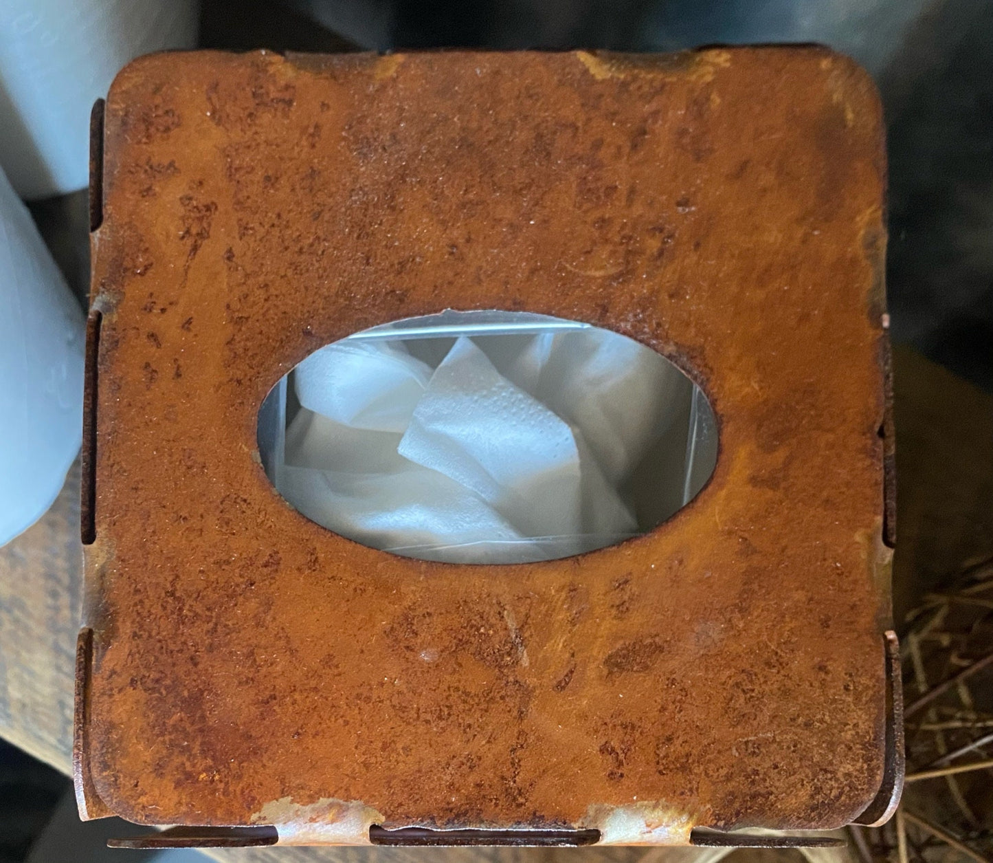Rustic Steel Tissue Box Cover: Horse, Mountain, or Succulent Design