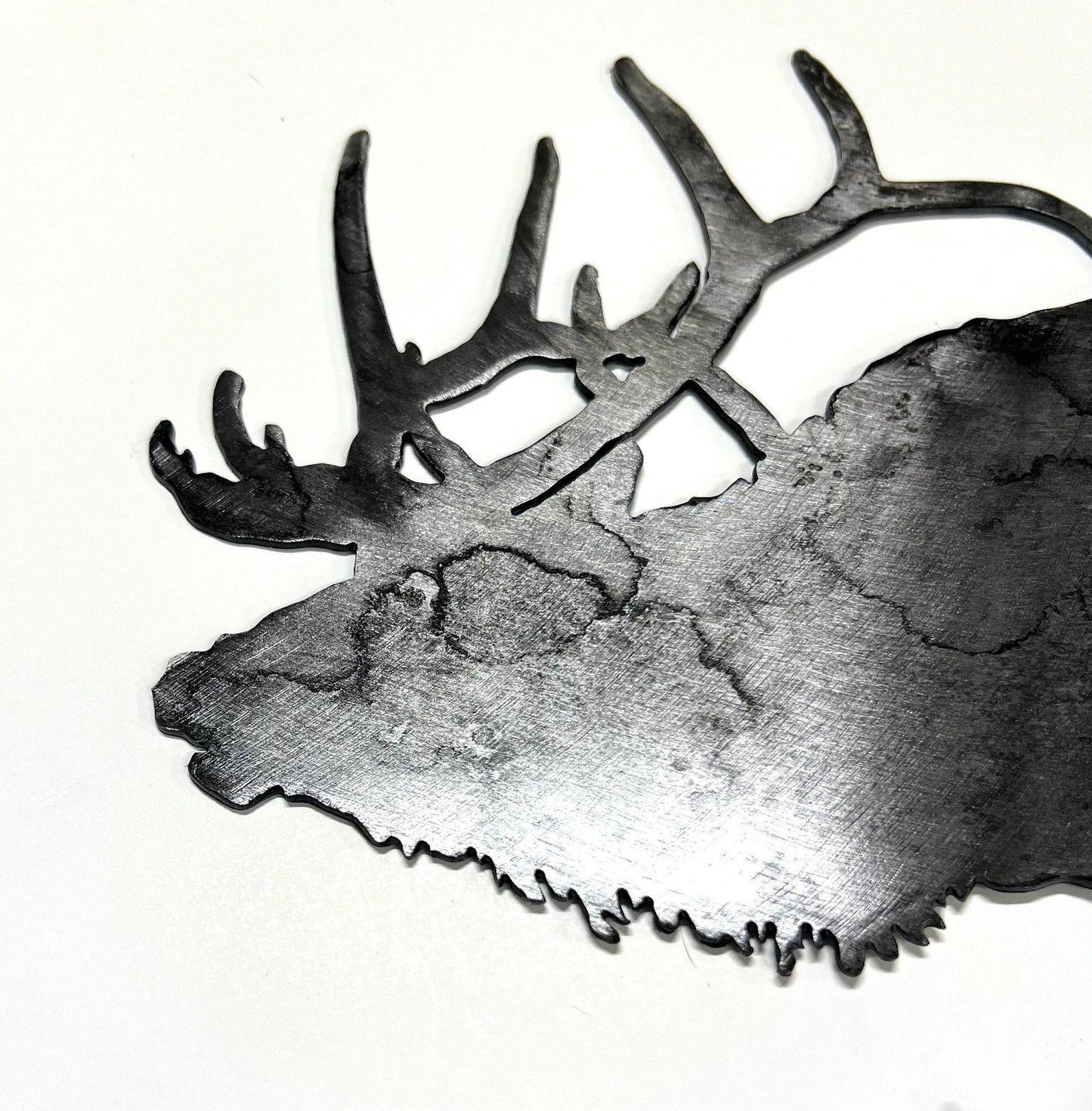 Elk and Antler Metal Wall Art: Cabin Lodge Decor