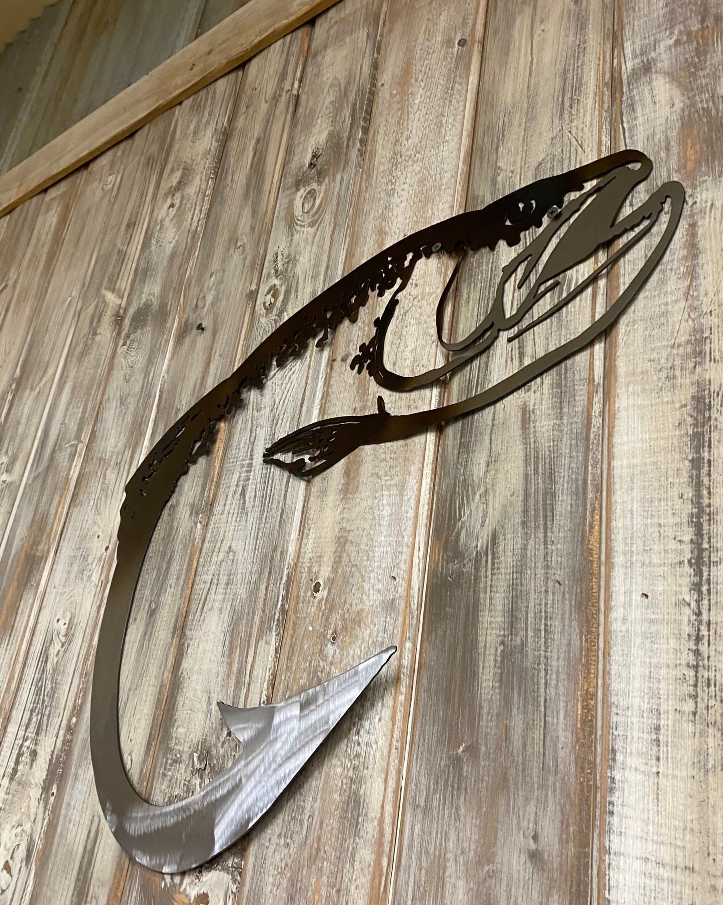 Steelhead Trout Metal Wall Art: Heat-Treated Finish, Cabin Lodge Decor