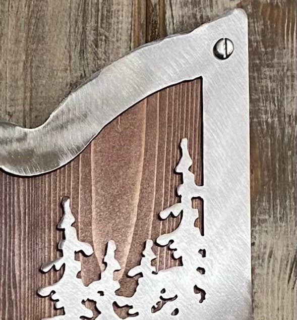 Custom State Metal Art: Elk & Trees, Wildlife Decor
