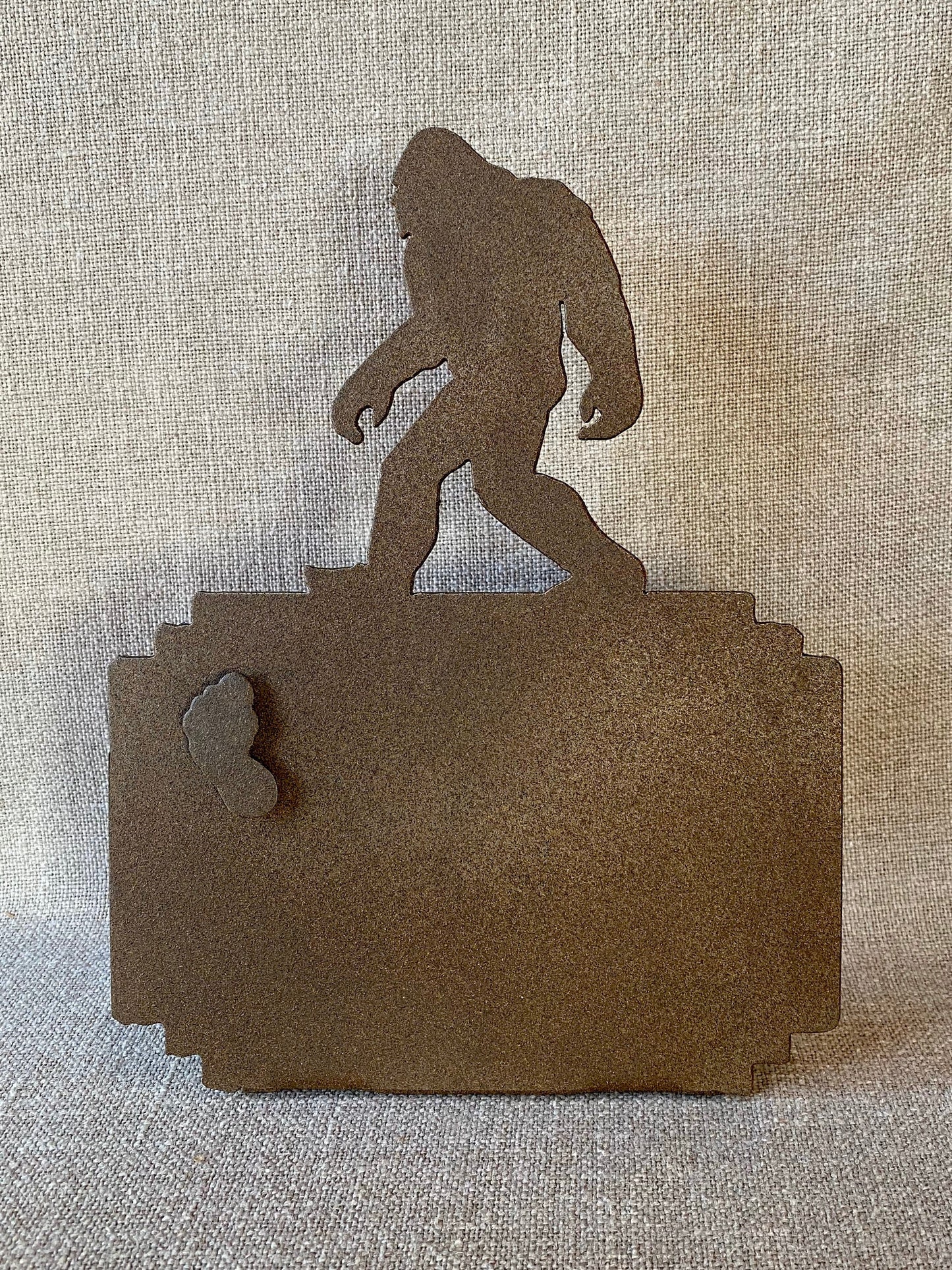 Bigfoot Photo Frame: Textured Brown Metal Sasquatch Art