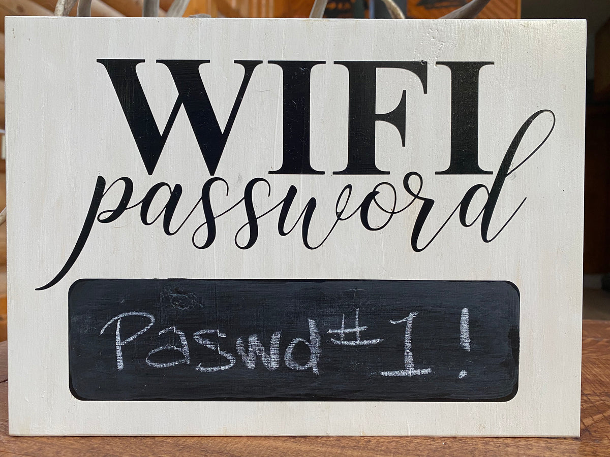 Chalkboard WiFi Password Sign: Distressed White Pine Wood Farmhouse Decor