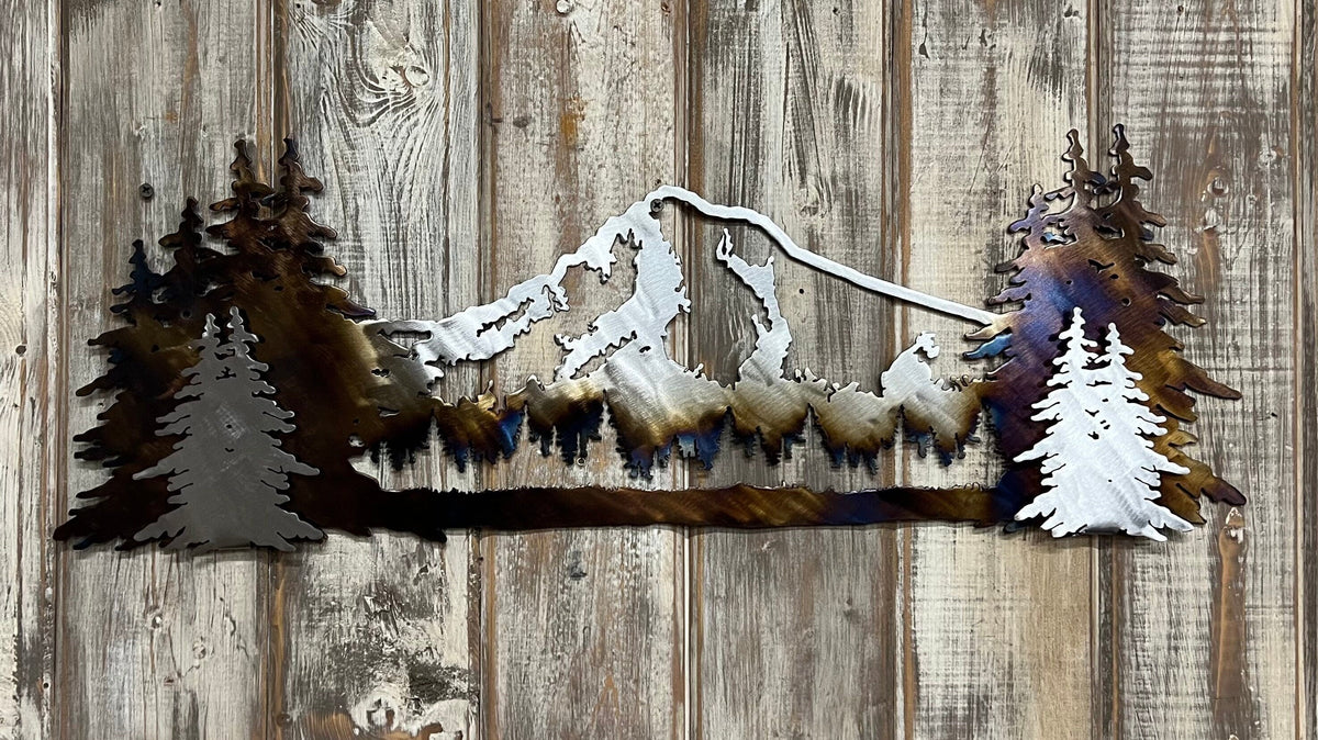 Mt Hood Metal Mountain Wall Art: Pacific Northwest Cabin Decor