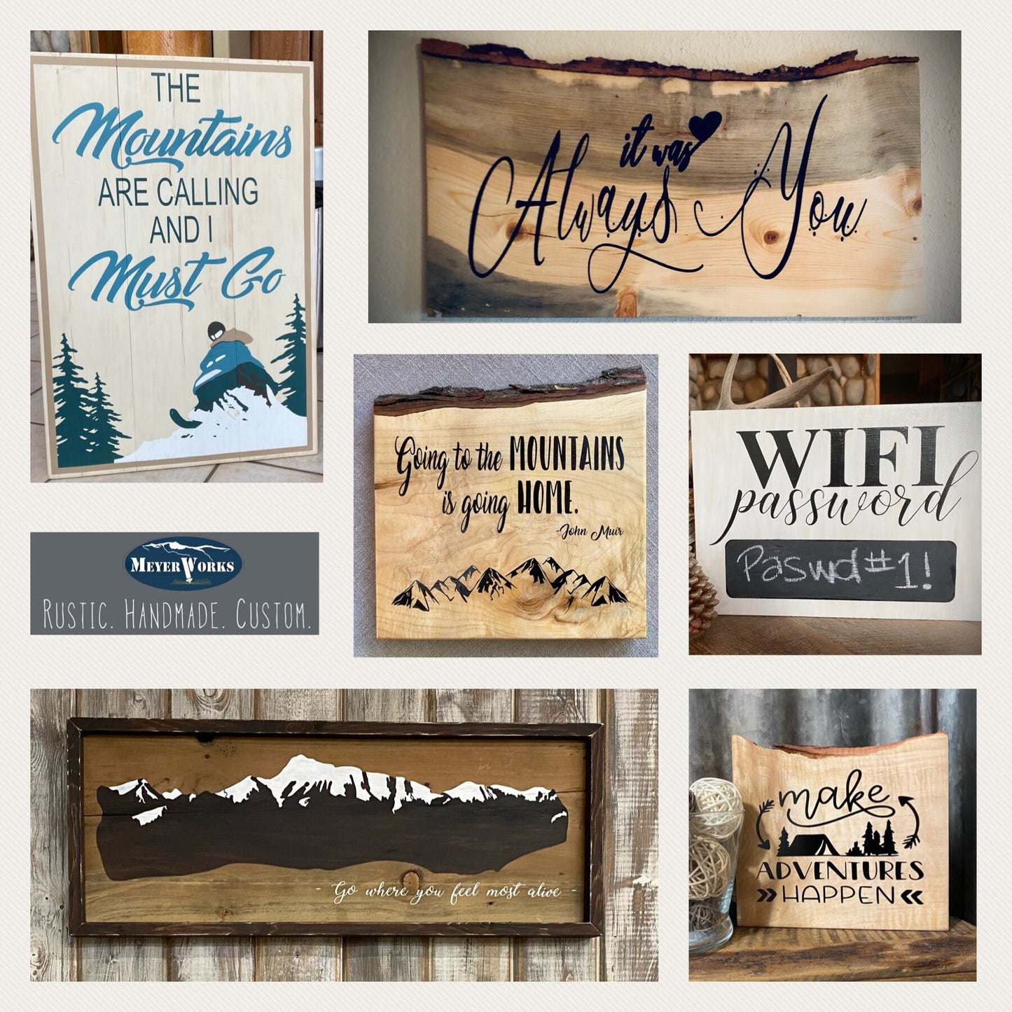 Make Adventures Happen Wood Sign: Live Edge Maple, Cabin Decor