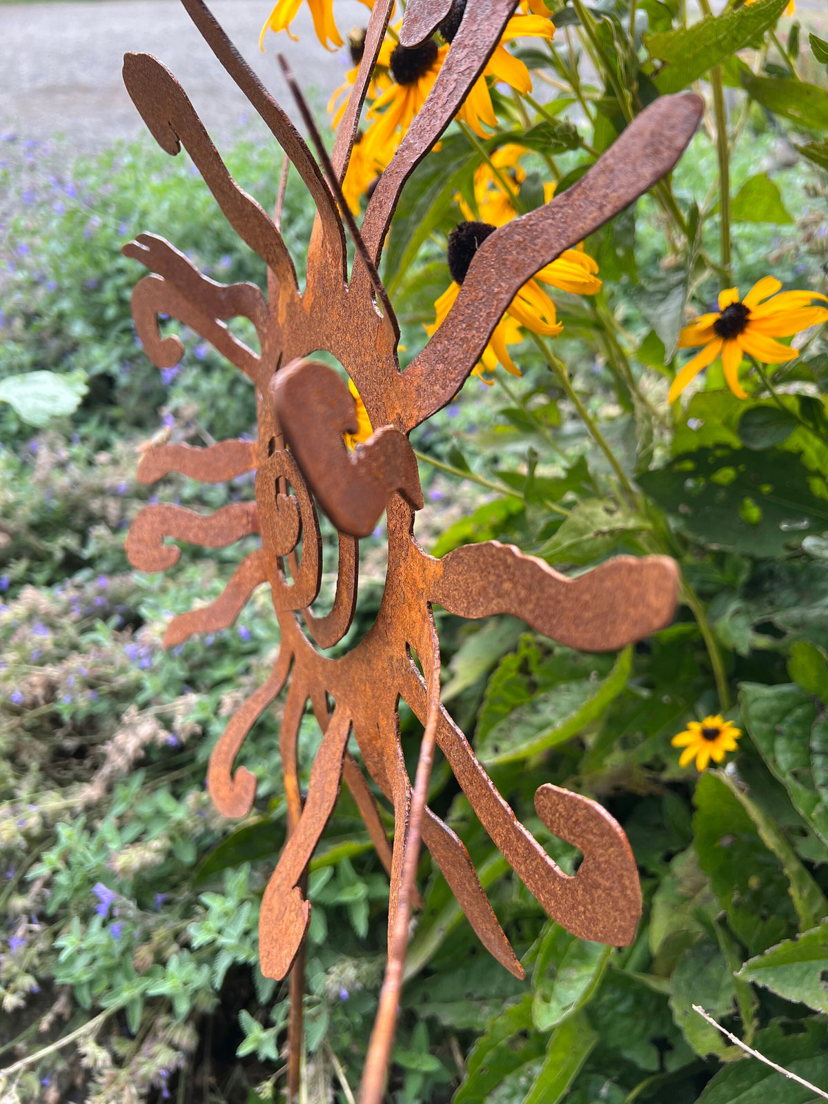Rusty Metal Sun Garden Stake: Southwestern Art Decor