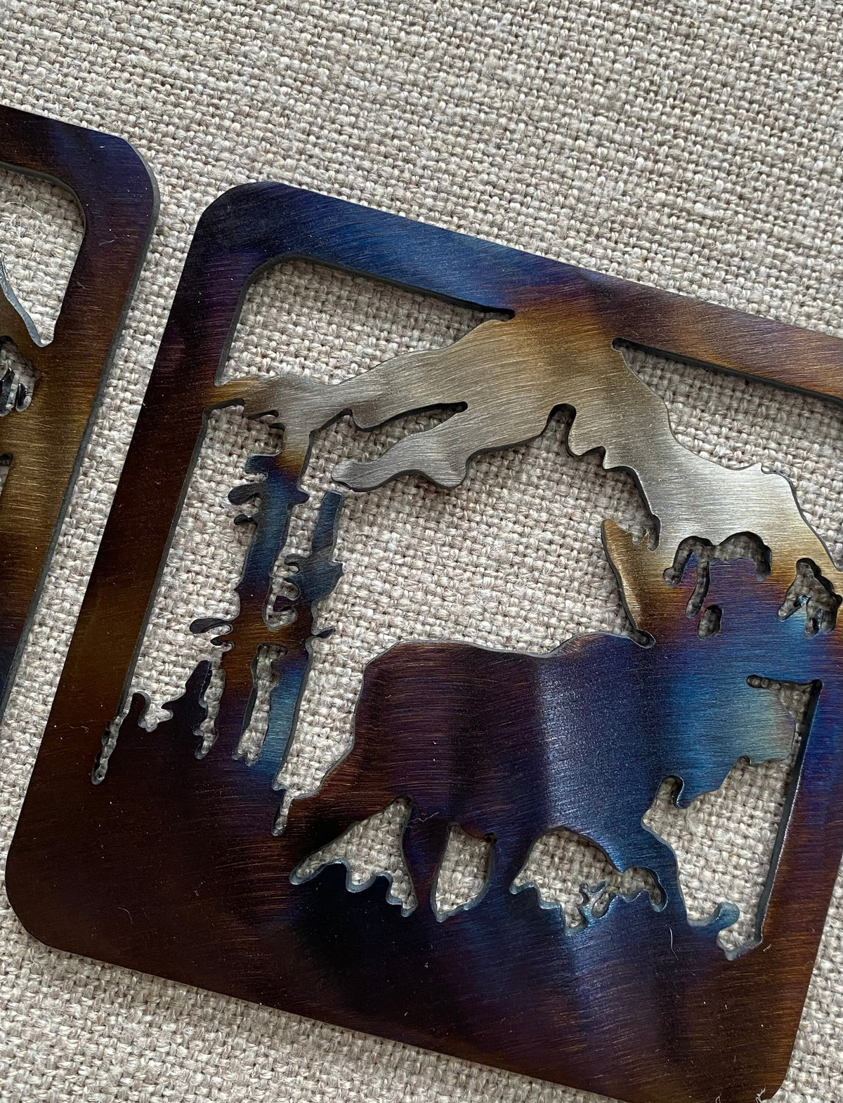 Metal Wildlife Coasters: Cabin Lodge Decor, Elk, Moose, Deer