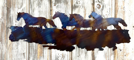 Running Horses Metal Wall Art: Western Decor, Horse Lover Gift