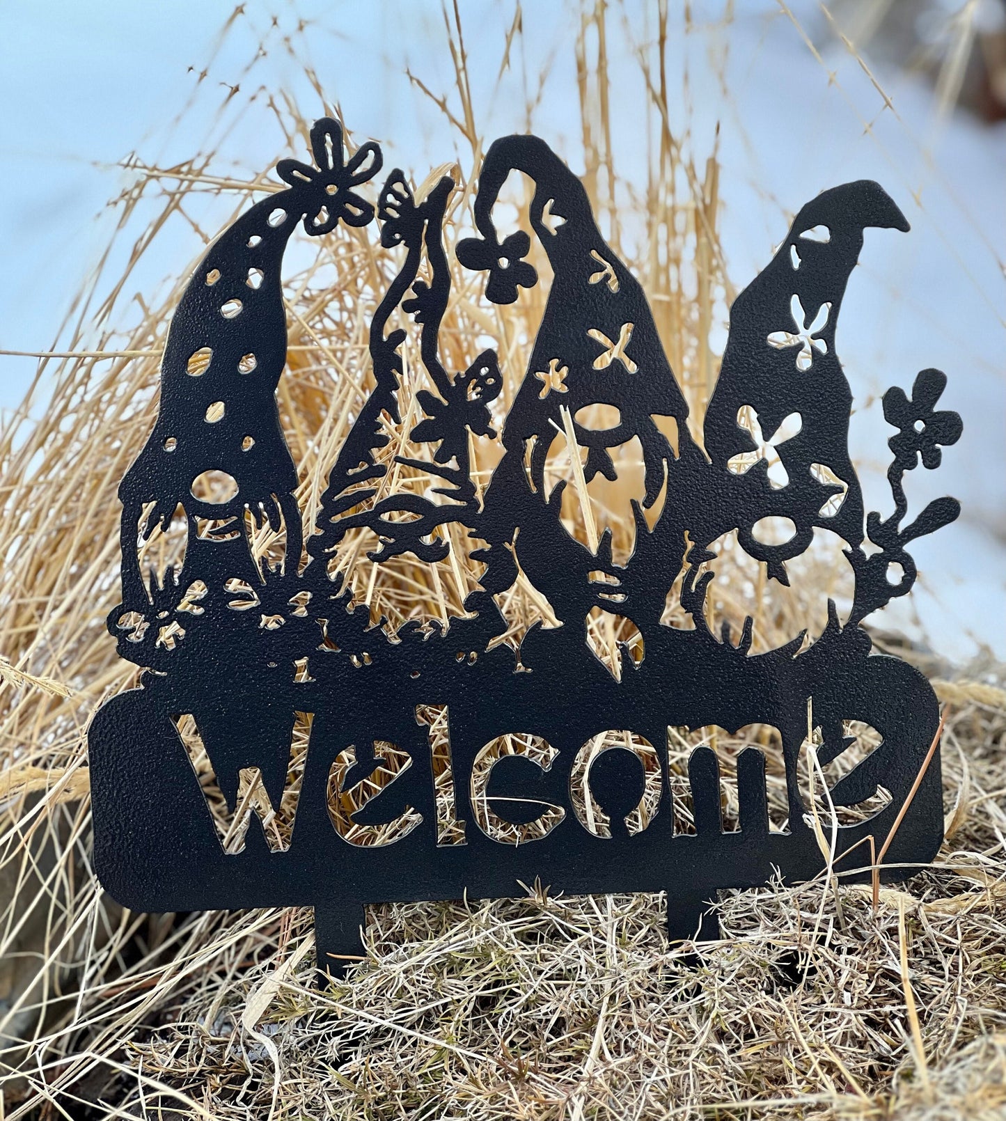 Welcome Gnomes: Rustic Metal Garden Stakes