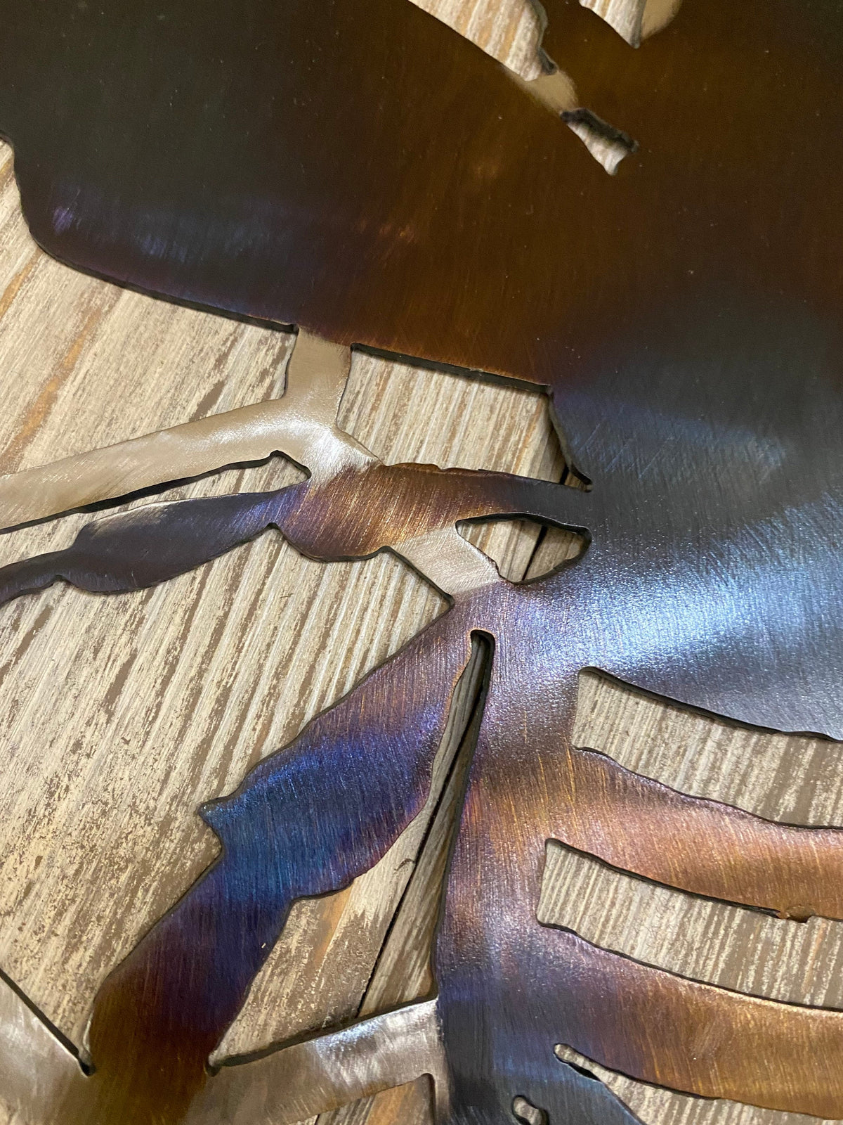 Metal Bee on Honeycomb: Heat-Treated Garden Decor