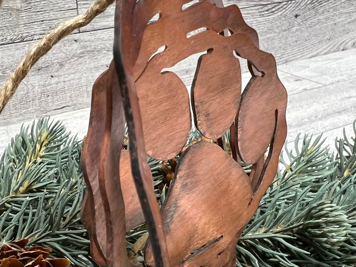 Rustic Copper Patina Metal 3-D Paw Print Ornament: Cabin Decor