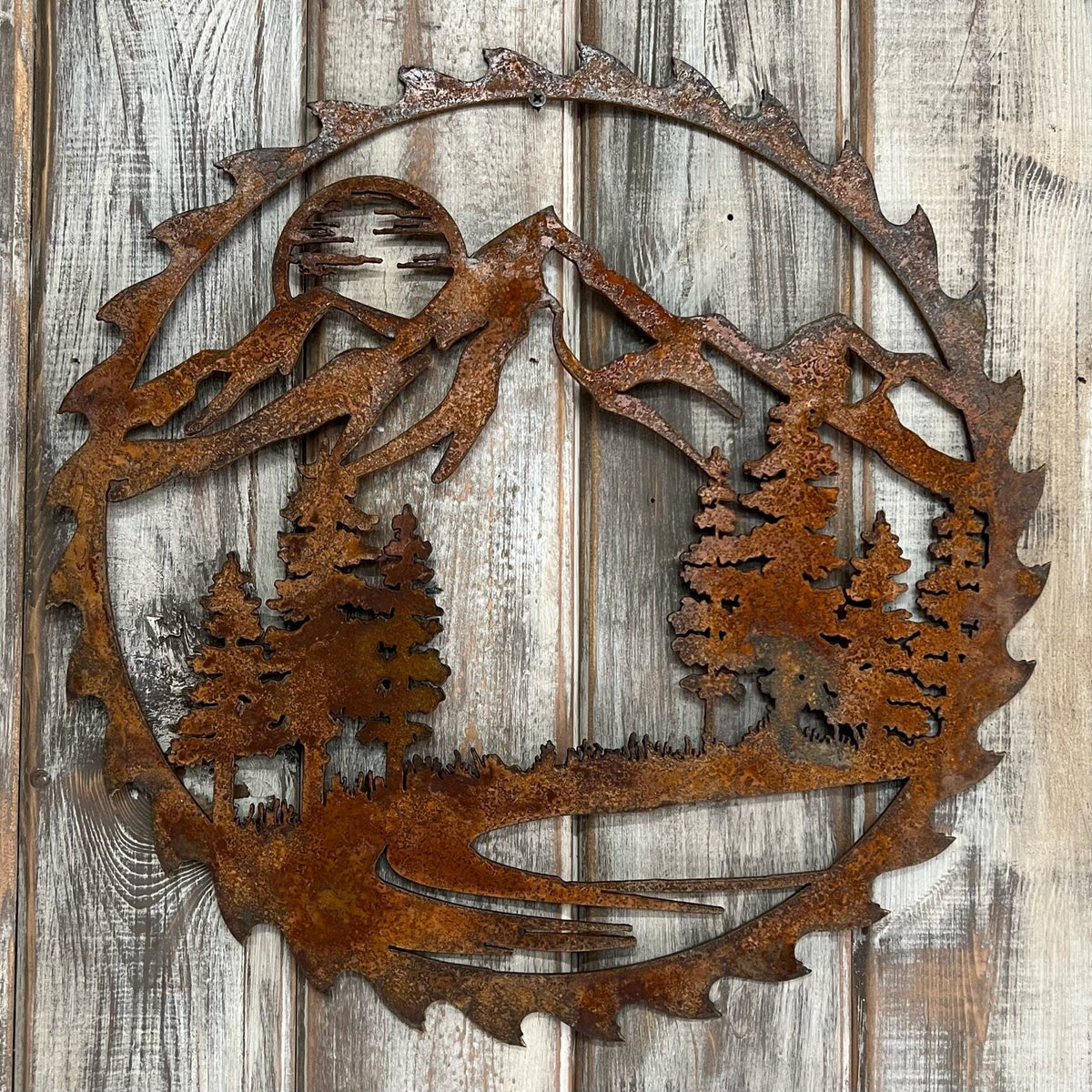 Reclaimed Saw Blade Art: Rustic Cabin Decor Welcome Sign
