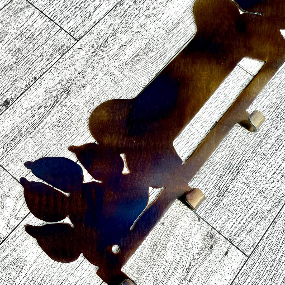 Dog Key or Leash Hanger: Paw Print Key Organizer, Heat-Treated Steel