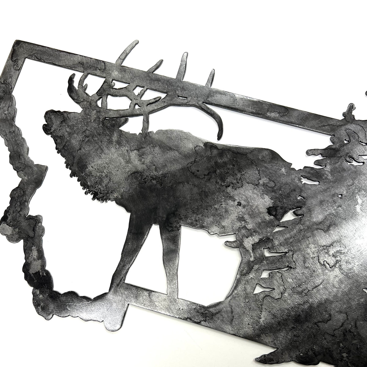 Montana Elk Metal Wall Art: Wildlife Outdoor Decor