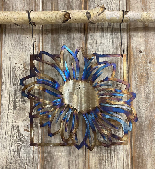 Heat-Treated Metal Sunflower Decor: Custom Garden Art