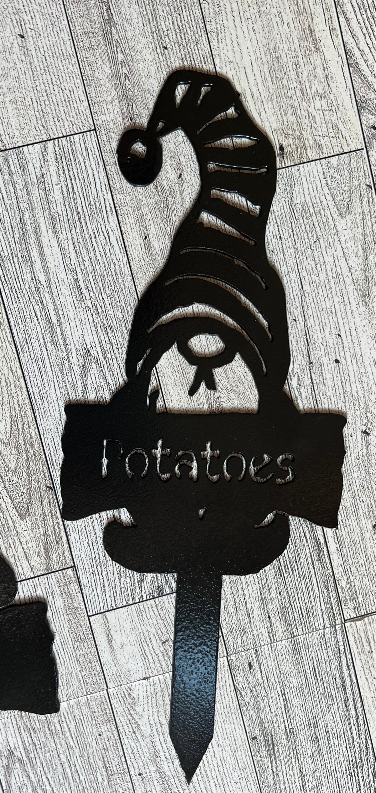 Metal Garden Gnome Vegetable Markers: Rustic Garden Decor