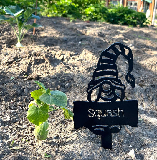 Metal Garden Gnome Vegetable Markers: Rustic Garden Decor