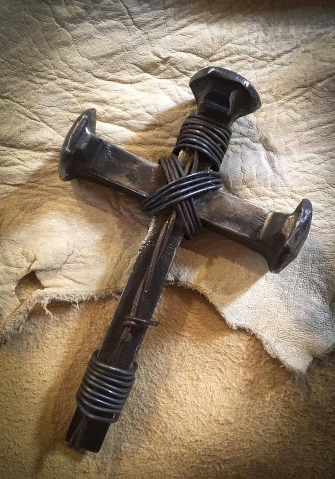 Rustic Railroad Spike Cross: Reclaimed Industrial Decor
