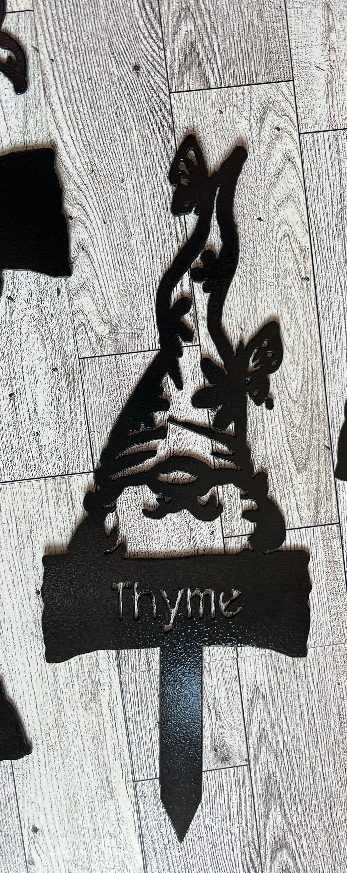 Metal Garden Gnome Vegetable Markers: Rustic Garden Decor