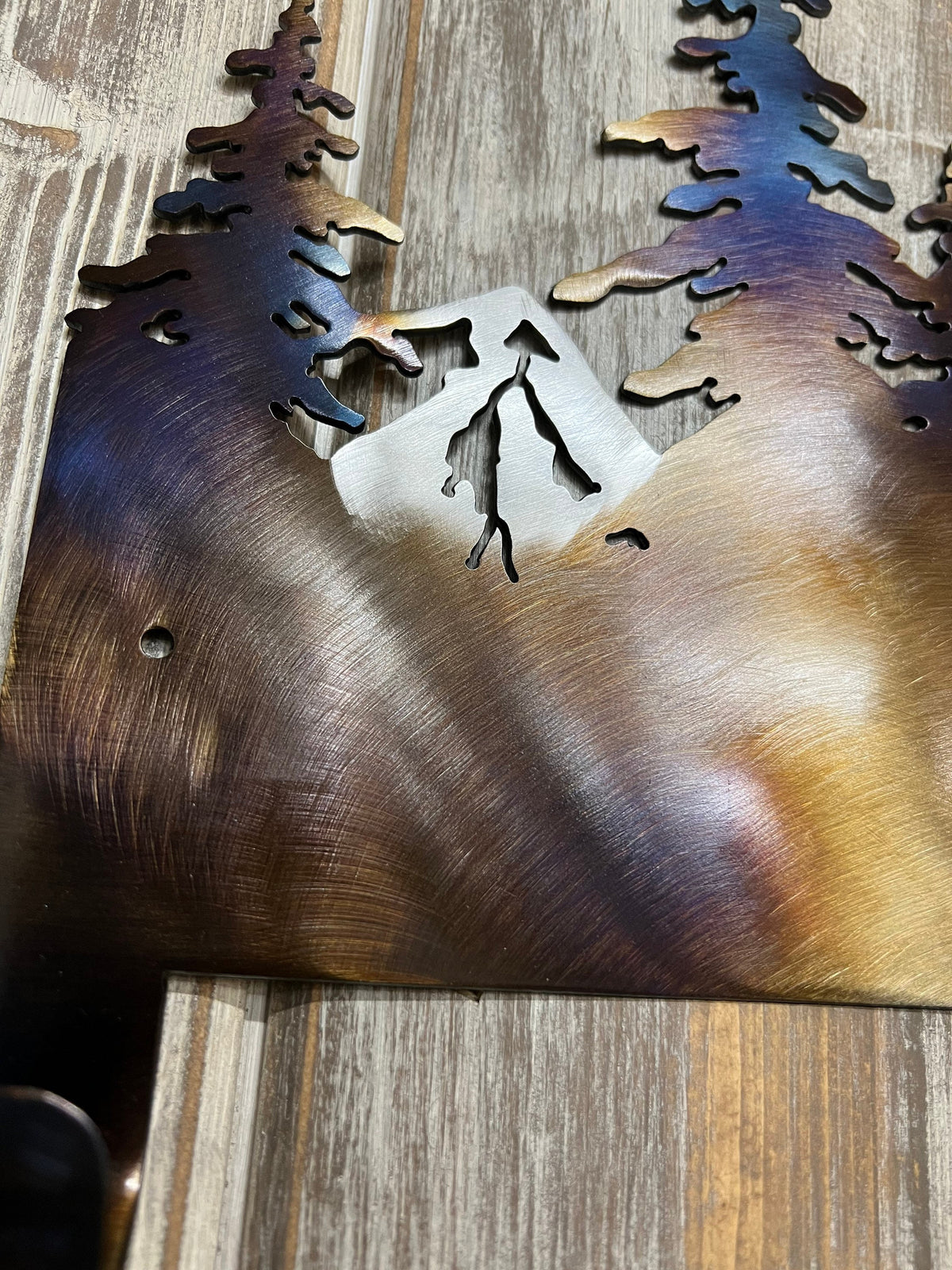 Mountain Towel Hanger: Metal Art Cabin Decor with 5 Hooks