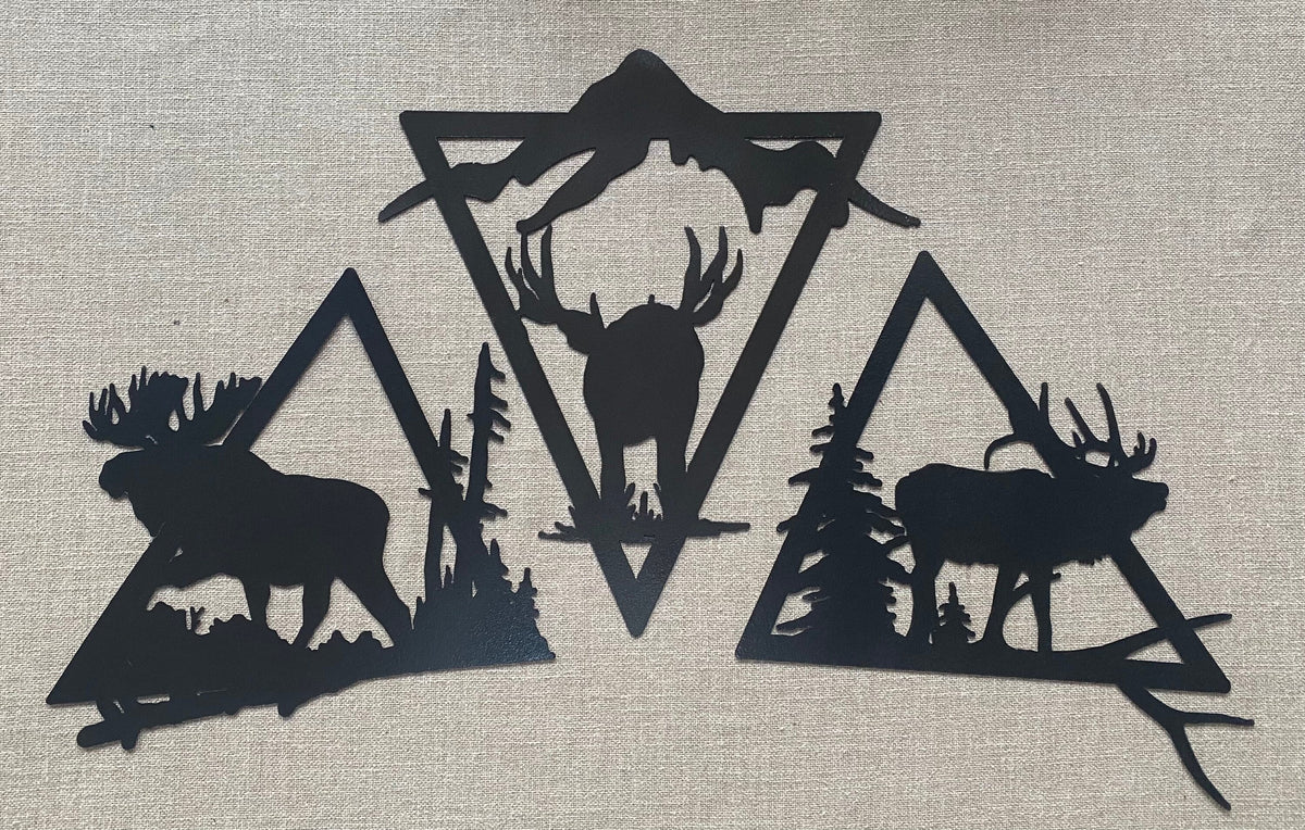 Metal Wildlife Wall Art: Elk, Moose, and Mule Deer Collection