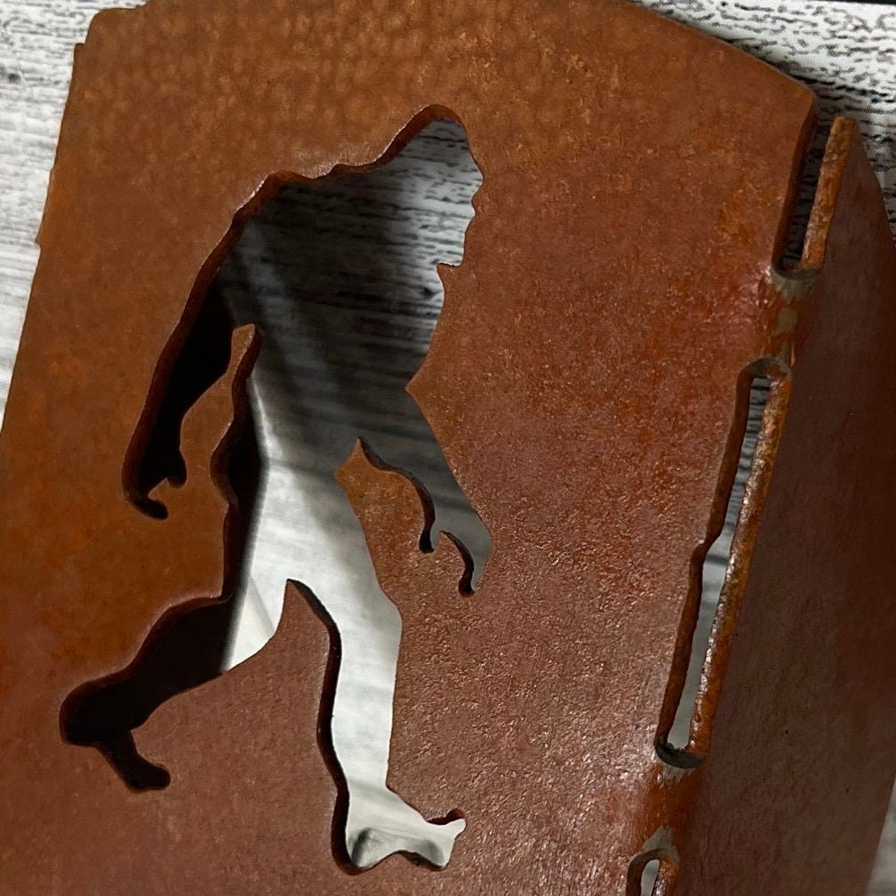 Metal Bigfoot Nightlight: Rustic Cabin Lodge Decor