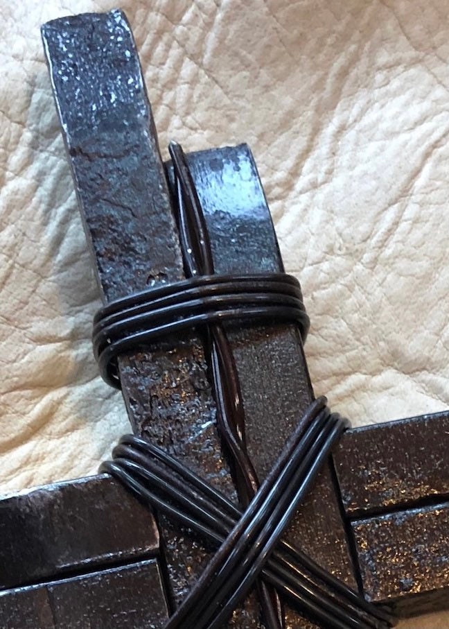 Reclaimed Railroad Double Spike Cross: Rustic Industrial Decor