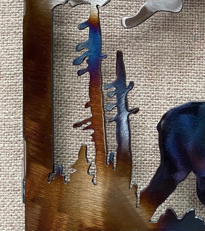 Metal Elk Trivet: Heat-Treated Steel Cabin Decor