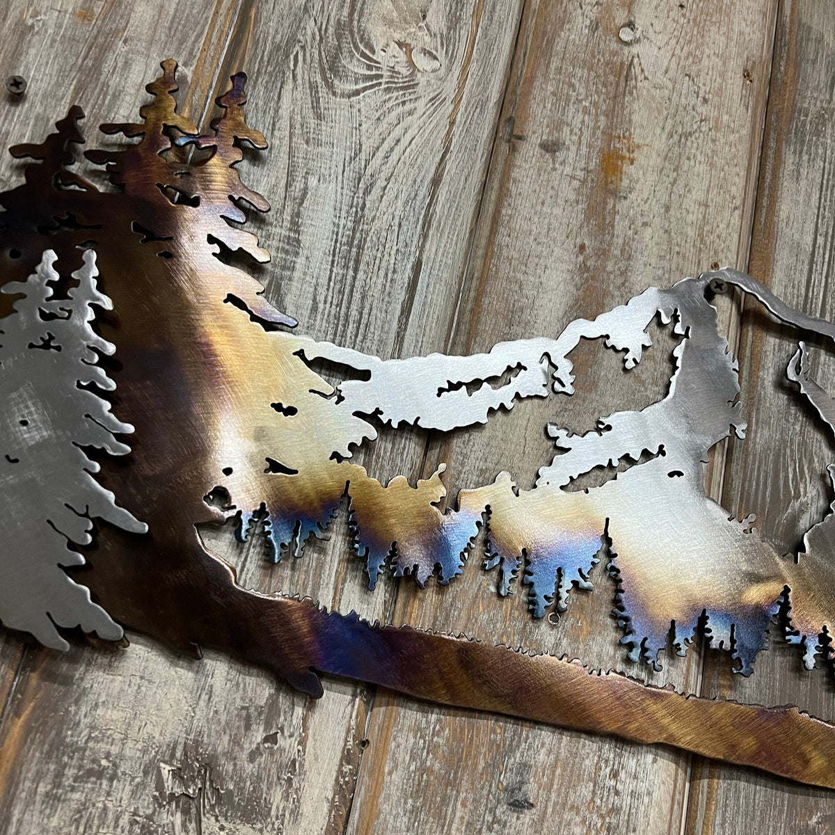 Mt Hood Metal Mountain Wall Art: Pacific Northwest Cabin Decor