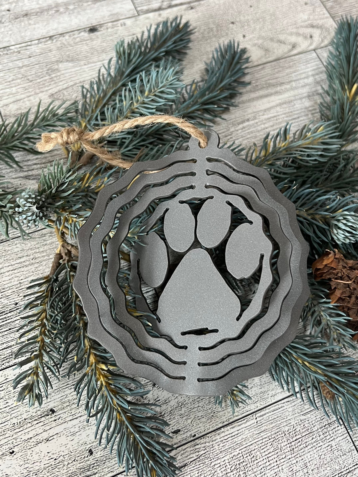 Metal 3-D Paw Print Ornament: Rustic Cabin Decor