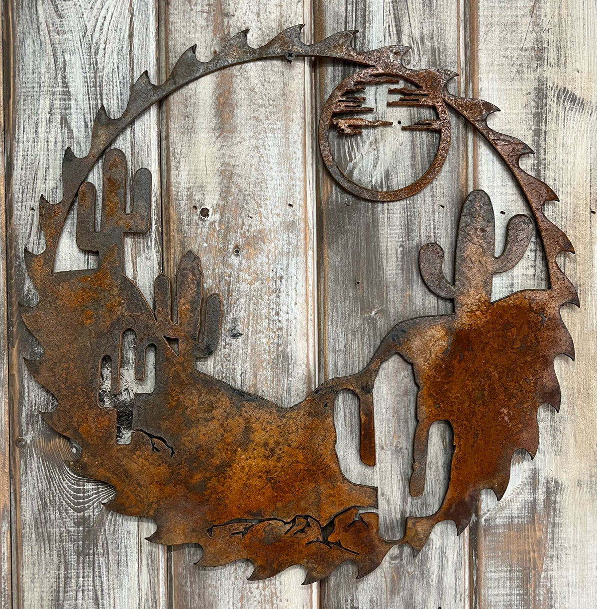 Reclaimed Saw Blade Art: Rustic Cabin Decor Welcome Sign
