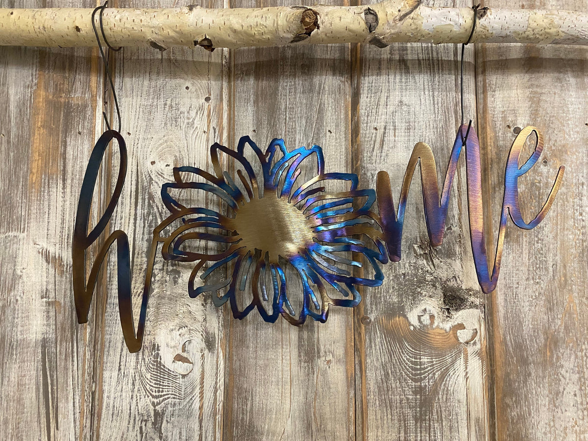 Heat-Treated Metal Sunflower Home Sign - Patio & Porch Decor