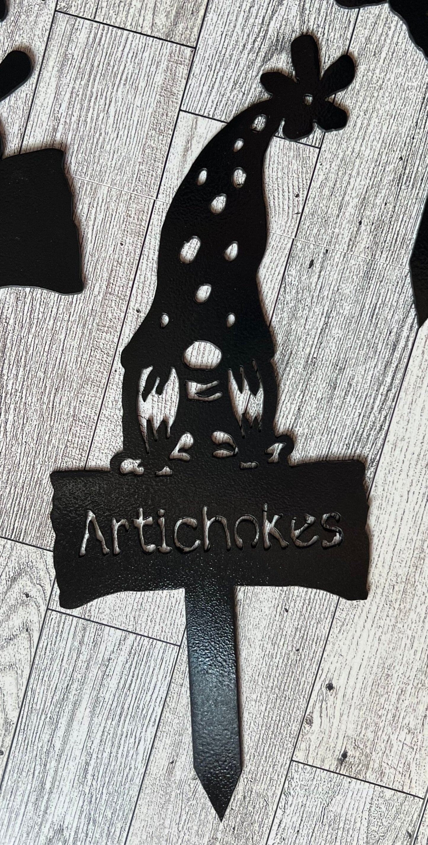 Metal Garden Gnome Vegetable Markers: Rustic Garden Decor