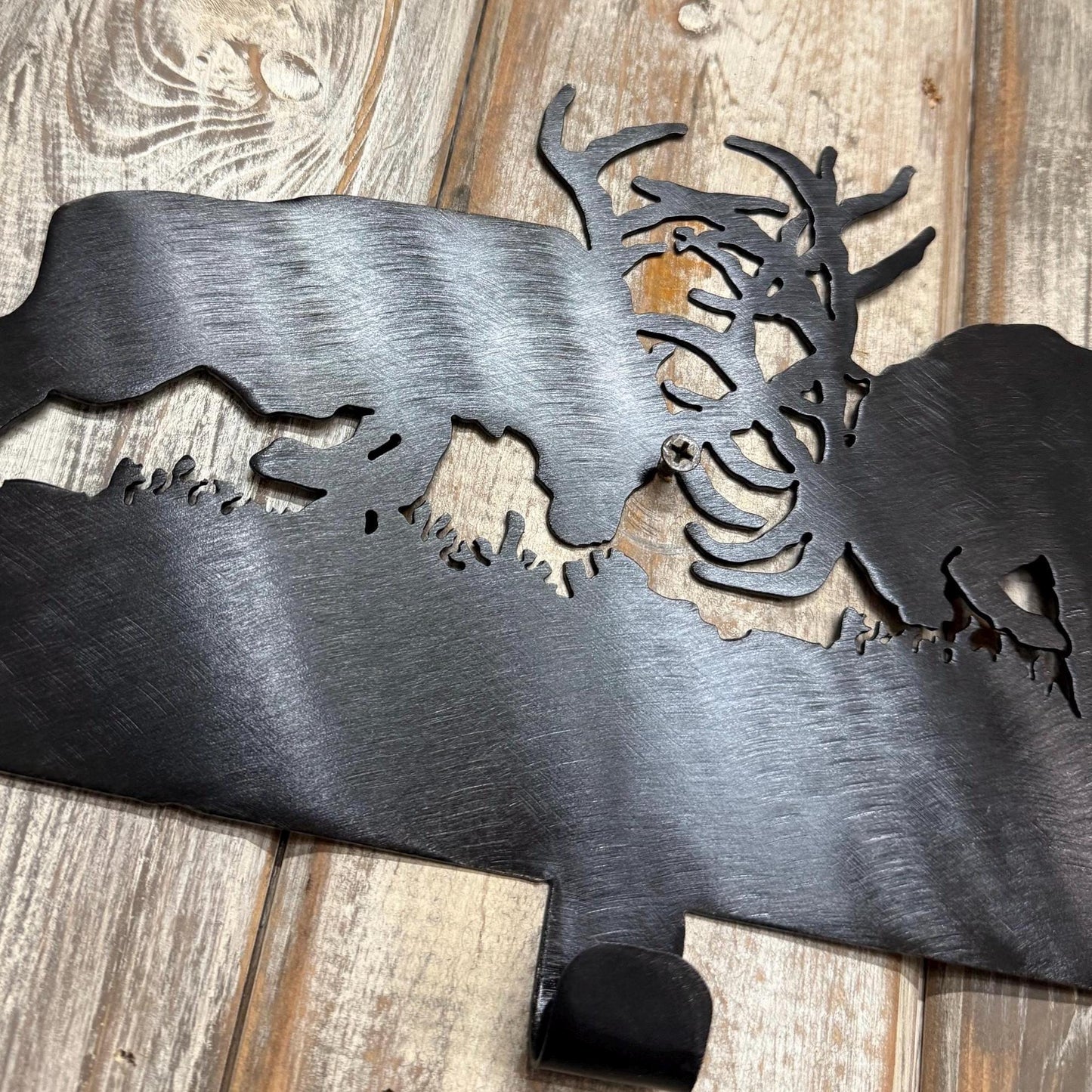 Elk Coat Rack: Fighting Bull Design, Cabin Lodge Decor
