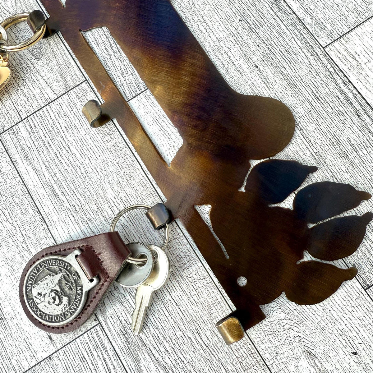 Dog Key or Leash Hanger: Paw Print Key Organizer, Heat-Treated Steel