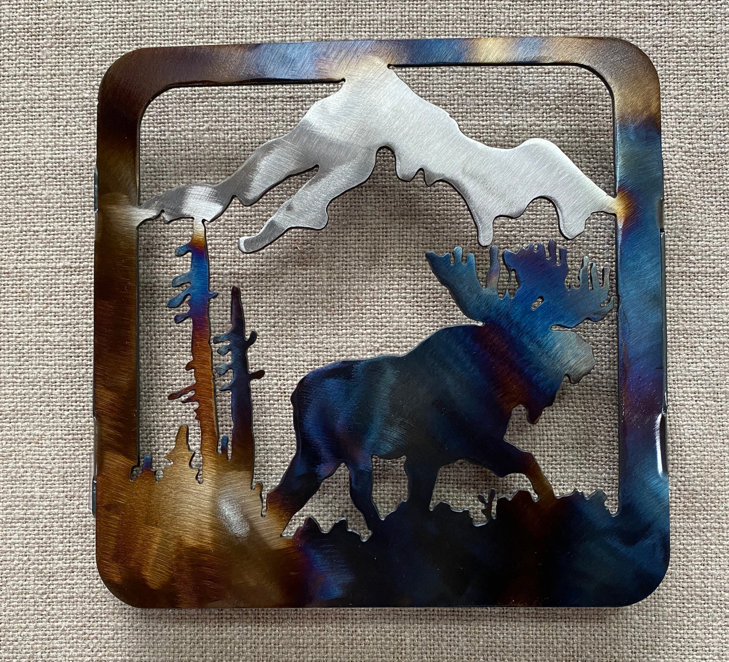 Metal Moose Trivet: Heat-Treated Steel Cabin Decor