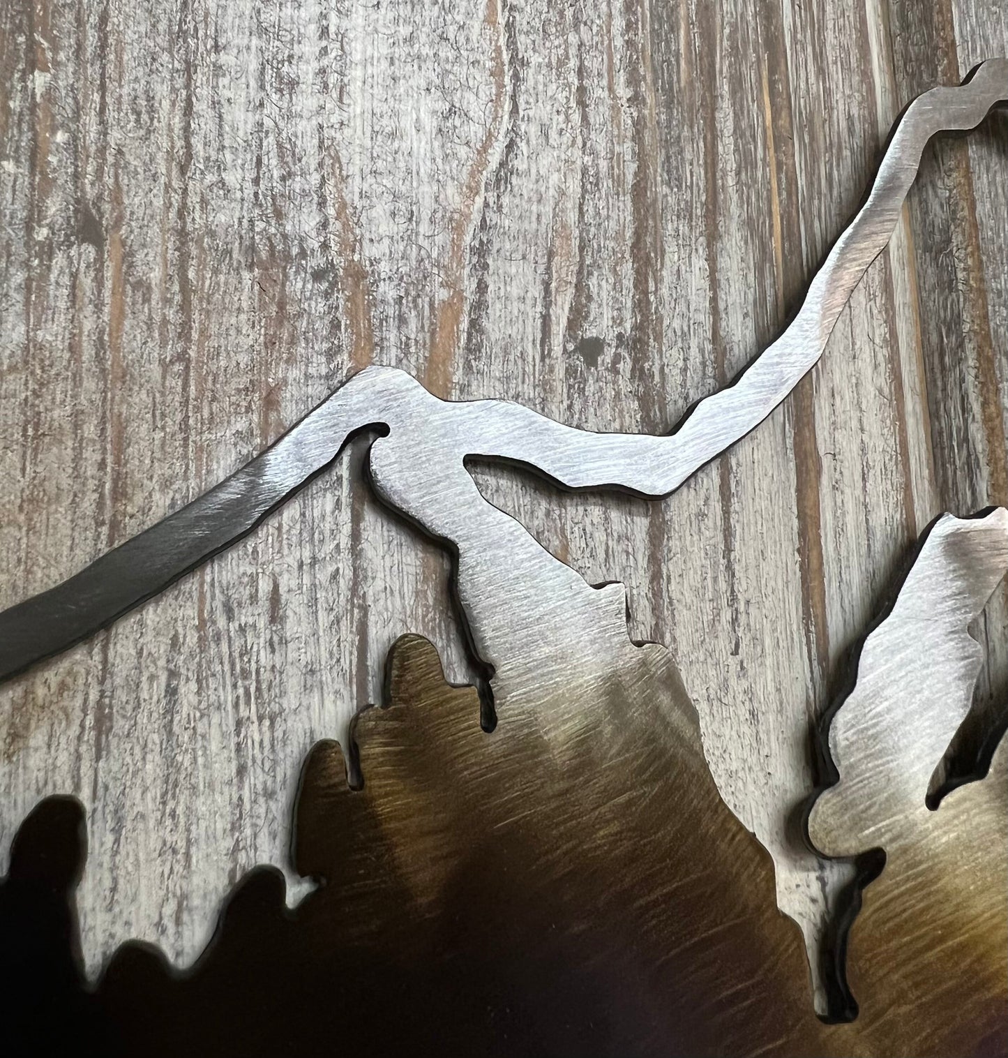 Mountain Towel Hanger: Metal Art Cabin Decor with 5 Hooks