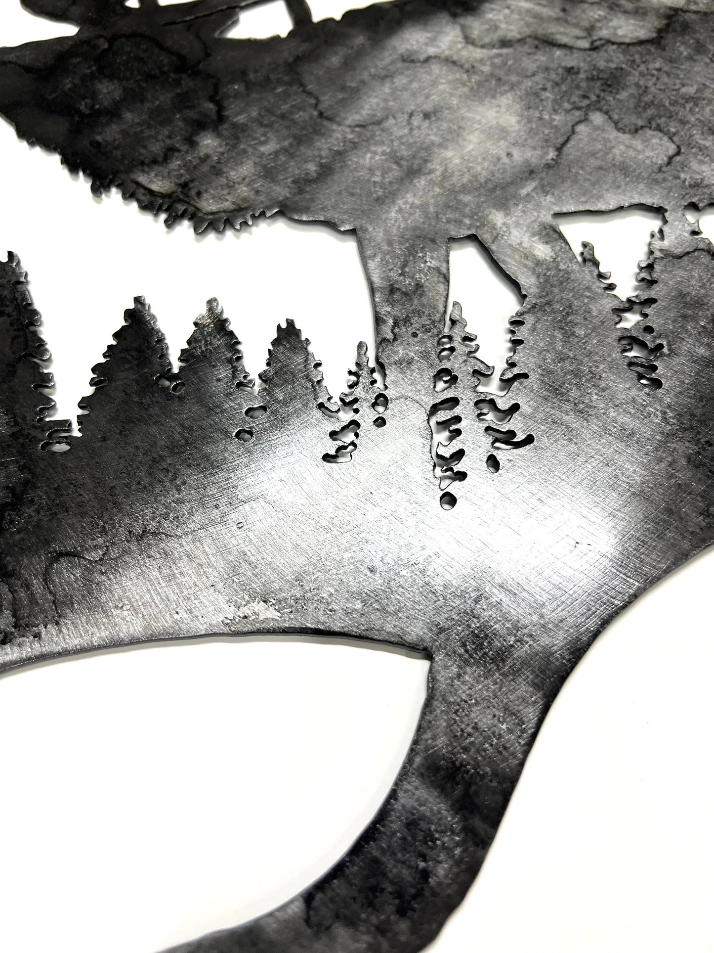 Elk and Antler Metal Wall Art: Cabin Lodge Decor