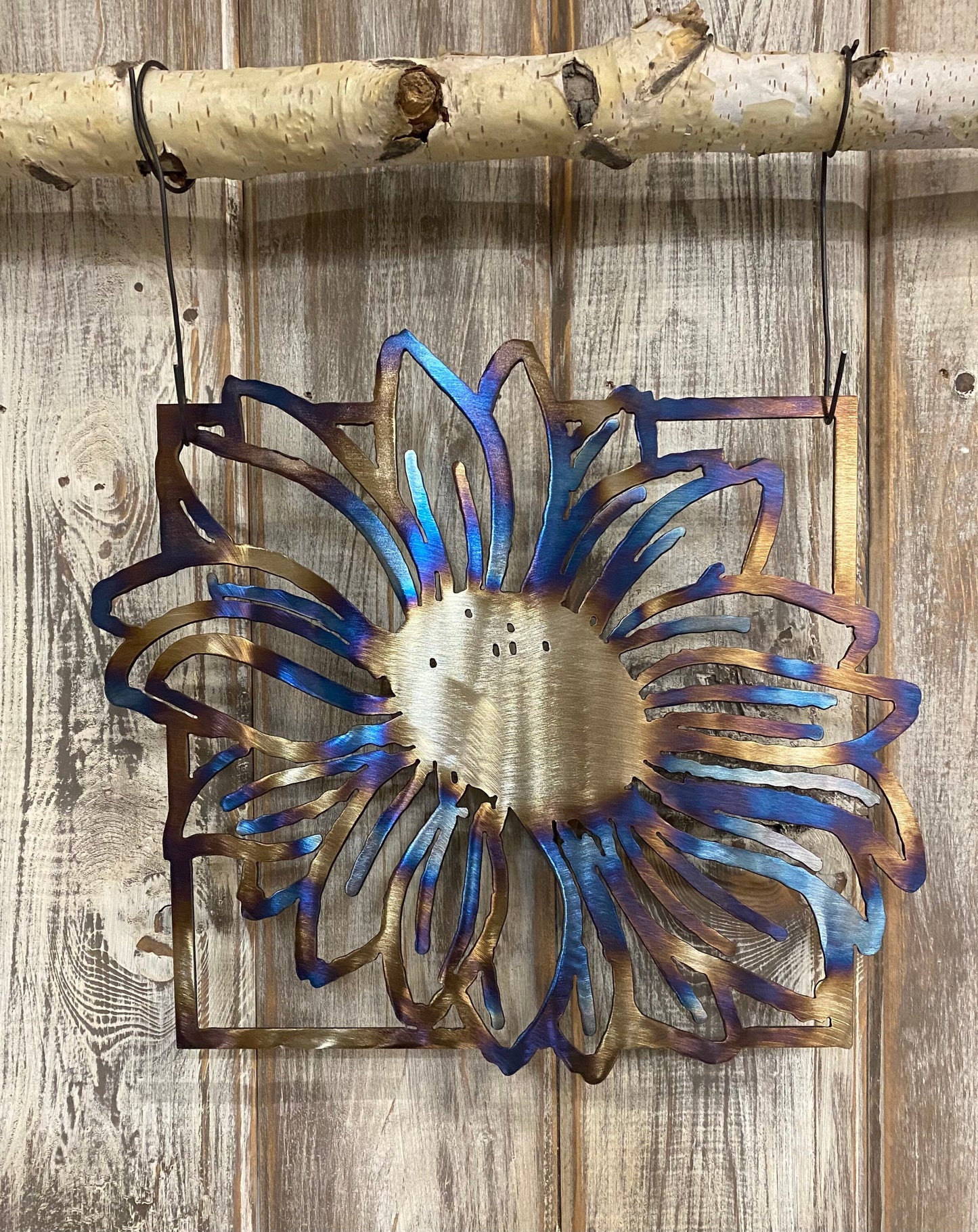 Heat-Treated Metal Sunflower Decor: Custom Garden Art