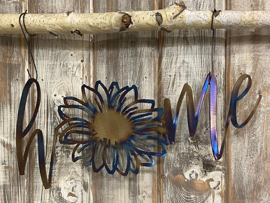 Heat-Treated Metal Sunflower Home Sign - Patio & Porch Decor