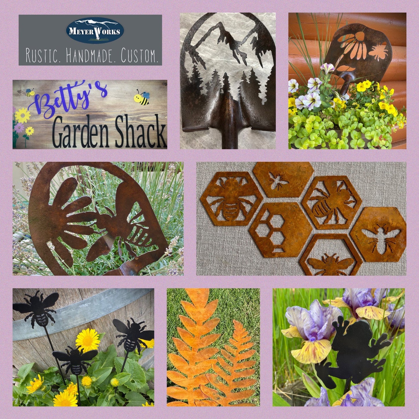 Rusty Metal Coneflower Garden Stake: Natural Rust Finish
