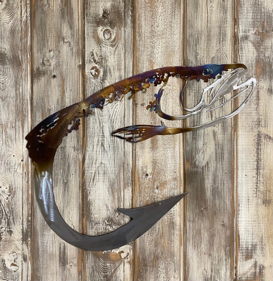 Steelhead Trout Metal Wall Art: Heat-Treated Finish, Cabin Lodge Decor