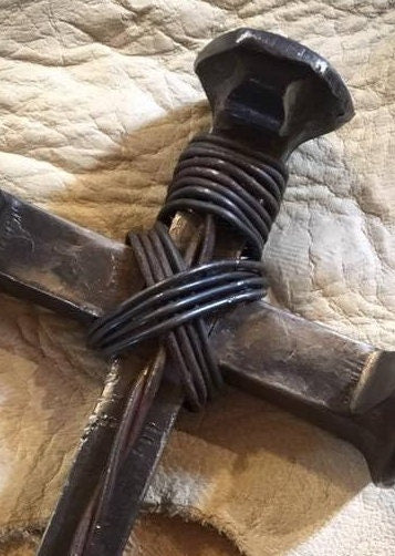 Rustic Railroad Spike Cross: Reclaimed Industrial Decor