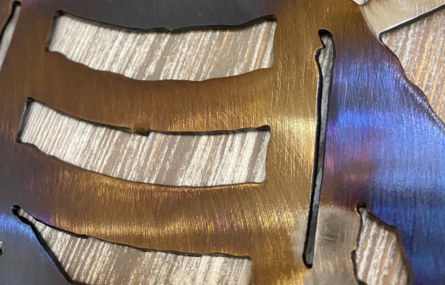 Metal Bee on Honeycomb: Heat-Treated Garden Decor
