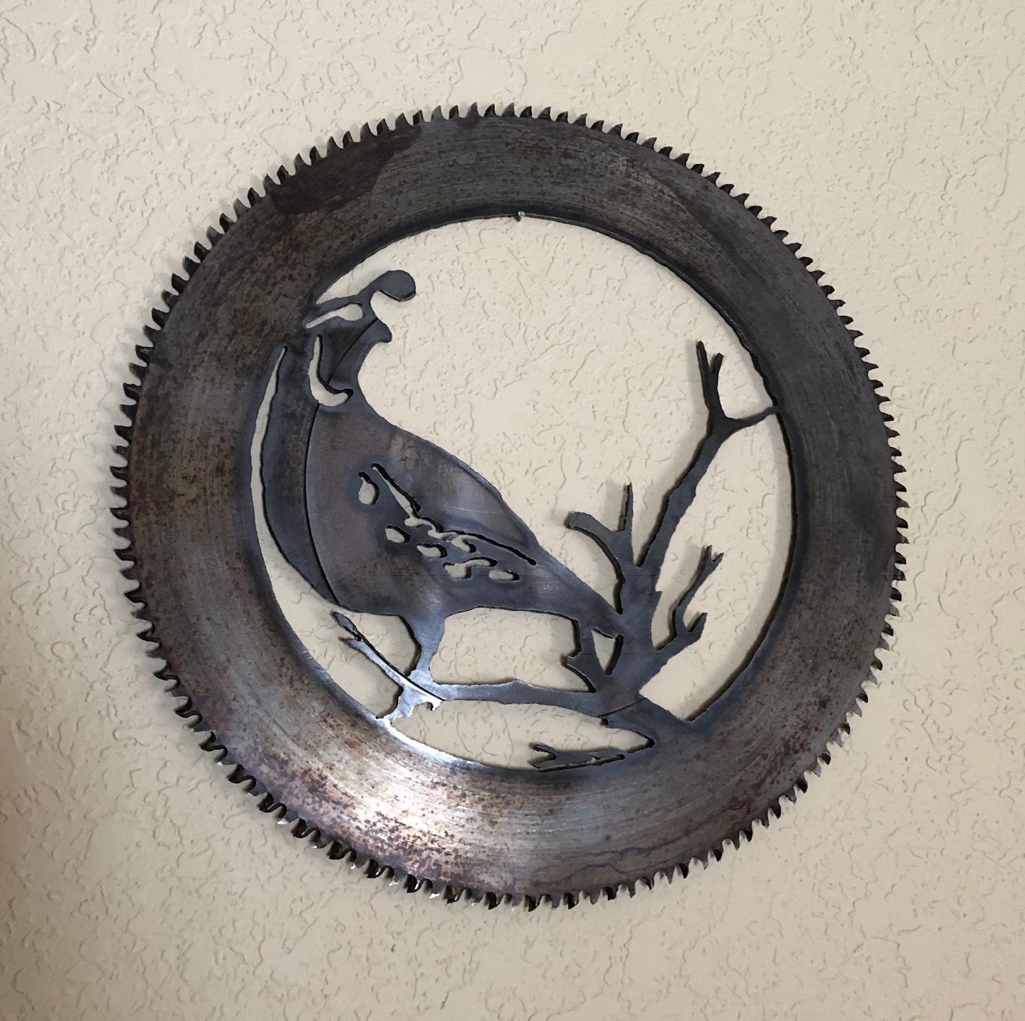 Rusty Quail Saw Blade Art: Rustic Wildlife Decor