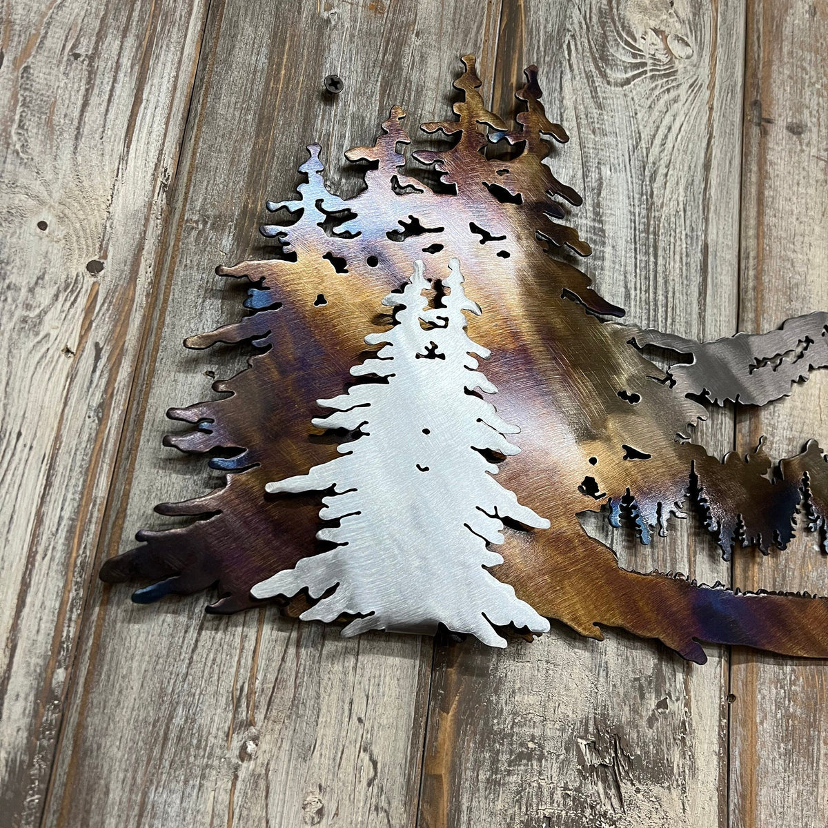 Mt Hood Metal Mountain Wall Art: Pacific Northwest Cabin Decor