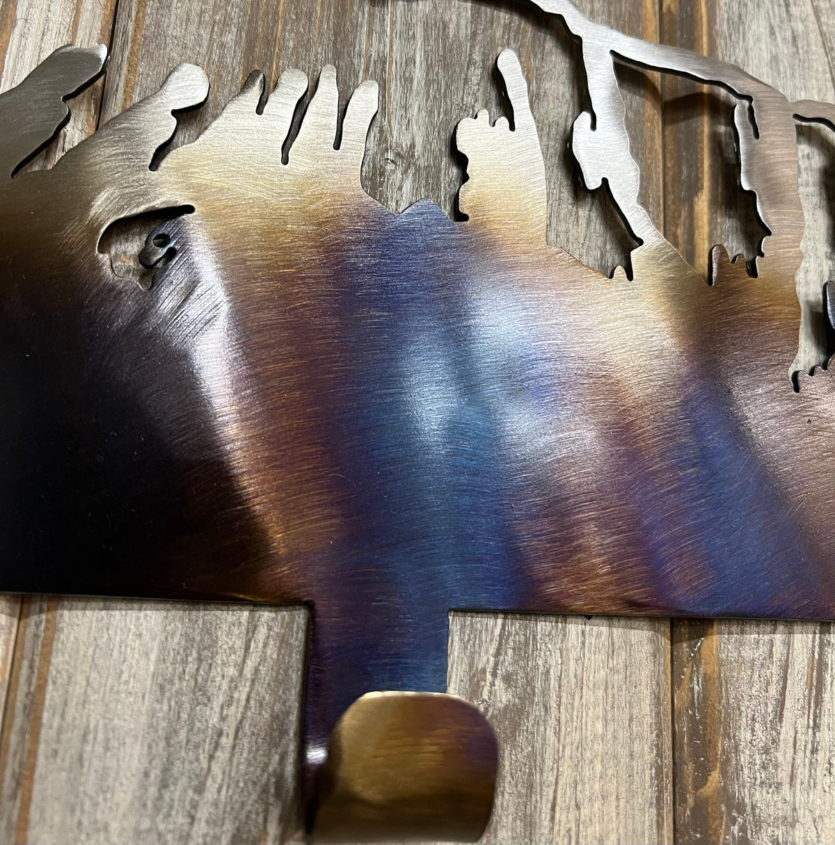 Mountain Towel Hanger: Metal Art Cabin Decor with 5 Hooks