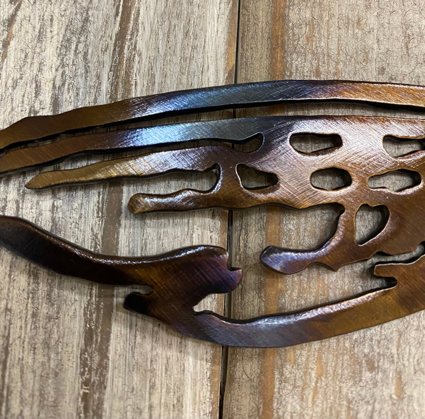 Steelhead Trout Metal Wall Art: Heat-Treated Finish, Cabin Lodge Decor