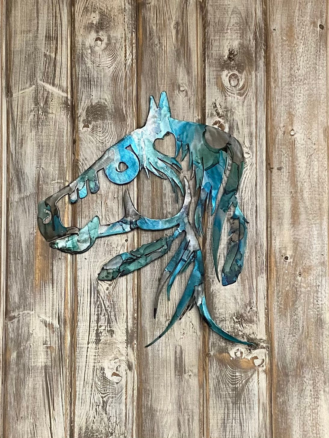 Rustic Indian Pony Metal Wall Art: Horse Lover Gift
