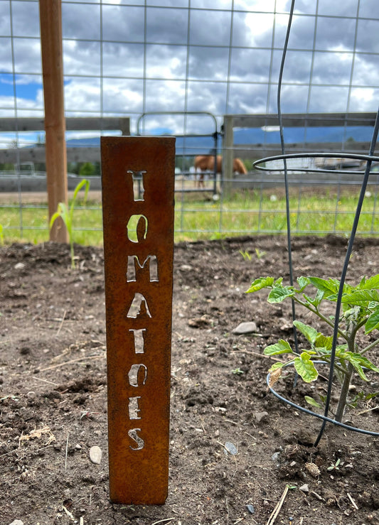 Rusty Metal Vegetable Garden Stakes: Rustic Plant Markers